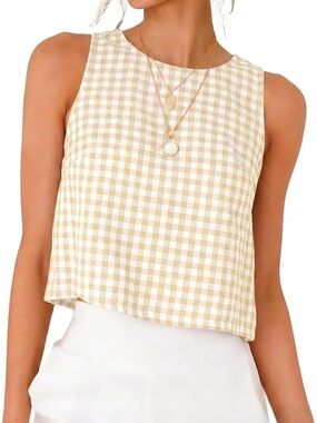 NWT Gingham Sleeveless Crop Top